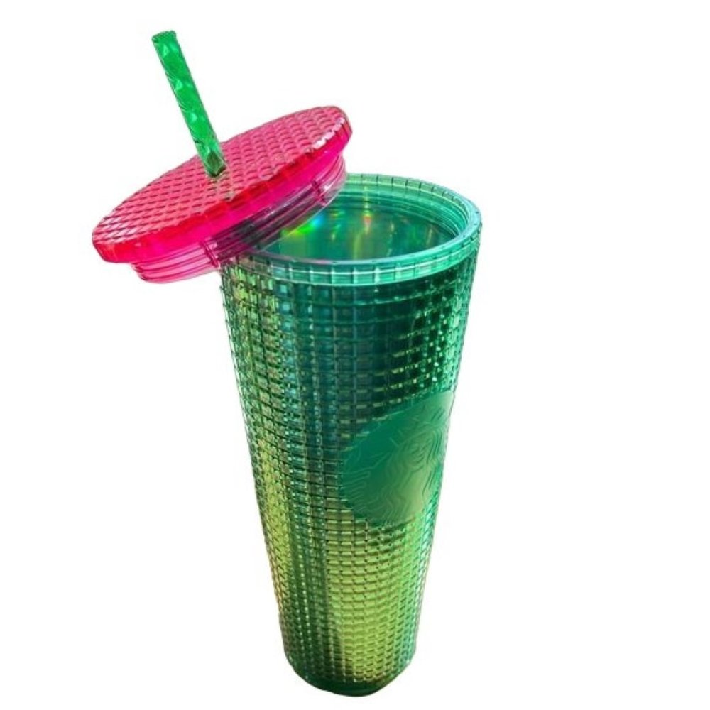 Starbucks Tumbler 2023 Watermelon Iridescent Sprout Grid Green Cup 24oz Gift New